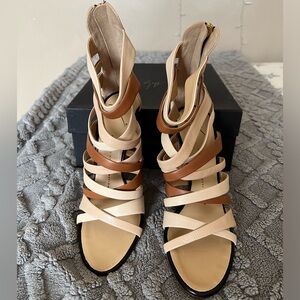 Giuseppe Zanotti Tan Strappy Leather High Heel Zip Size 38